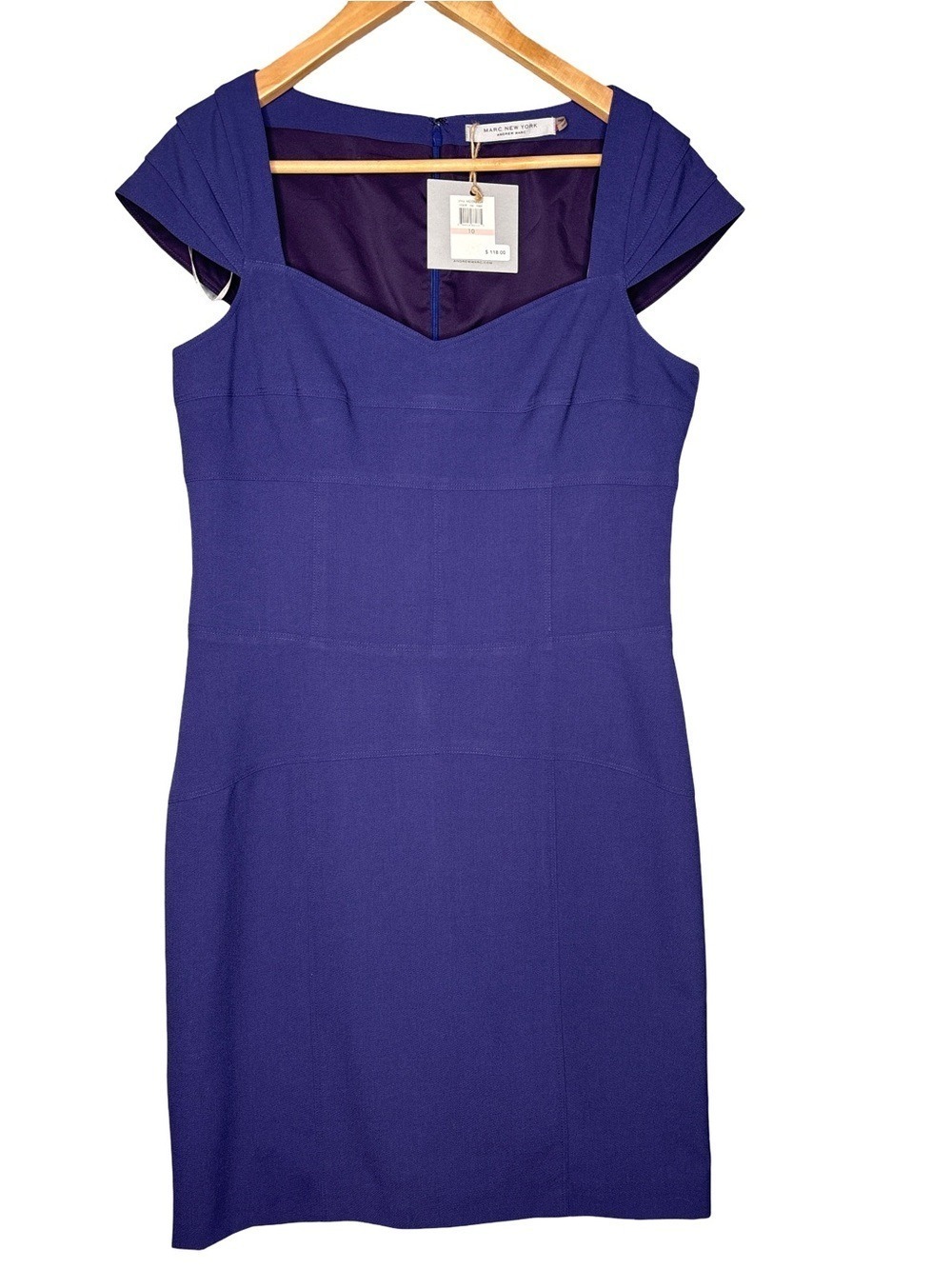 Andrew Marc Purple Sheath Dress Cap Sleeve Size 10 NWT